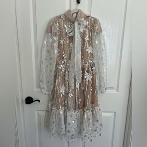 NWT IVY CITY CO Ellis Dress in silver sequin XXS